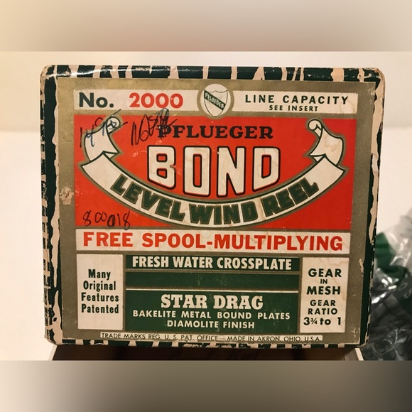 Vintage 1957 PFLUEGER BOND LEVEL WIND 2000 Fishing Reel USA BAKELITE METAL Rod 1 - Picture 3 of 15